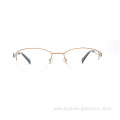 Customized New Classical Semi Rimless Special Shape Temples Metal Eyeglasses